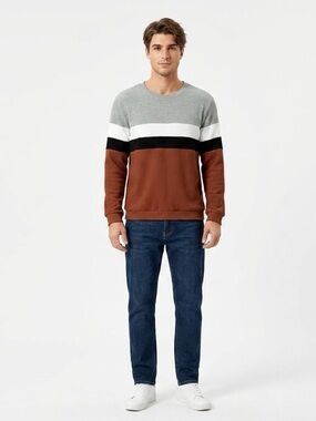 Men’s Sweater Gray, White, Black, and Brown Brand New XL